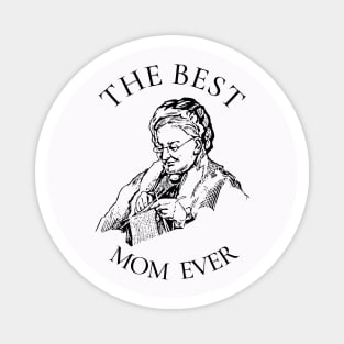 THE BEST KNITTING CRAFTS MOM LINE ART SIMPLE VECTOR STYLE, MOTHER OLD TIMES Magnet